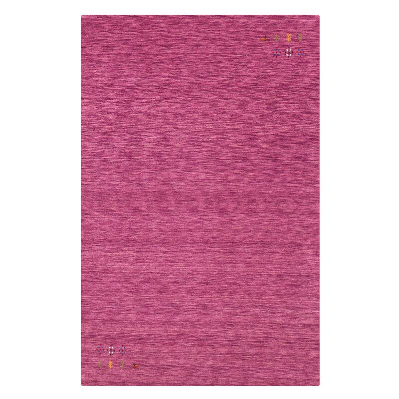 ECARPETGALLERY Hand Loomed Kashkuli Gabbeh Dark Magenta Wool Rug - 4'11 x 7'9