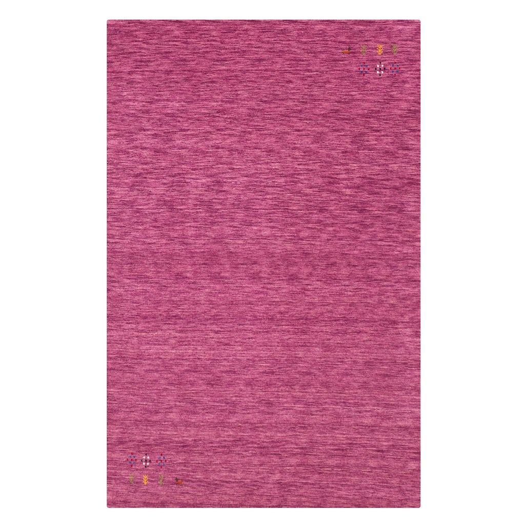 ECARPETGALLERY Hand Loomed Kashkuli Gabbeh Dark Magenta Wool Rug - 4'11 x 7'9