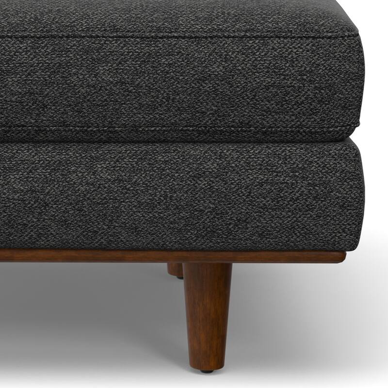 Morrison Large Rectangular Ottoman in Charcoal Grey Woven-Blend Fabric