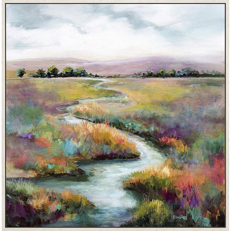Meandering Stream - Giclee on Canvas - 42 X 42 X 3 - Plastic - White
