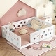 preview thumbnail 25 of 94, White Bed Frame Montessori Bed Twin Size Toddler Floor Bed with Guardrails and Door for Children Boys Girls Kids Playroom White Geometric with Slats - Full