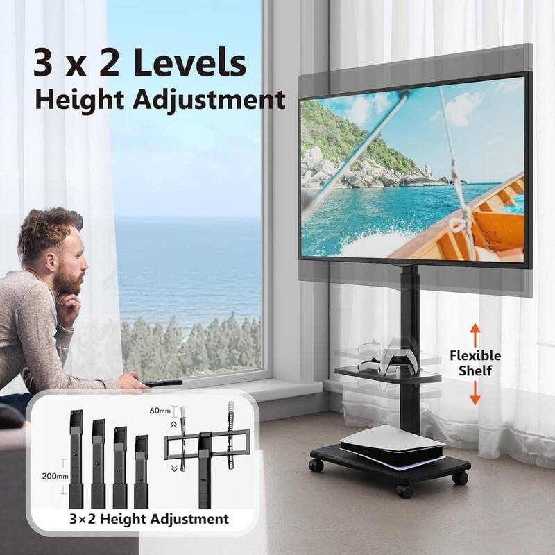 Rolling TV Stand with Power Outlets