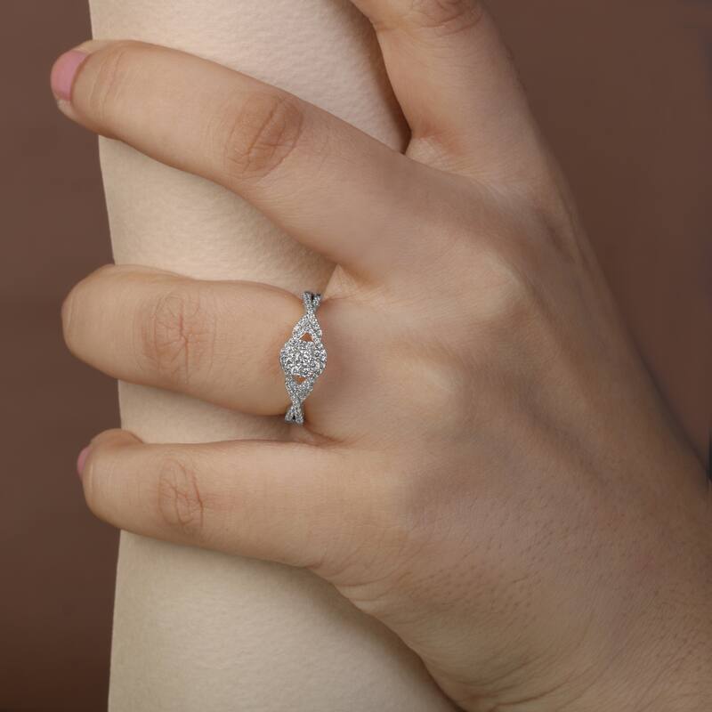 1/3ct TDW Diamond Cluster Engagement Ring in 10k Gold for Women