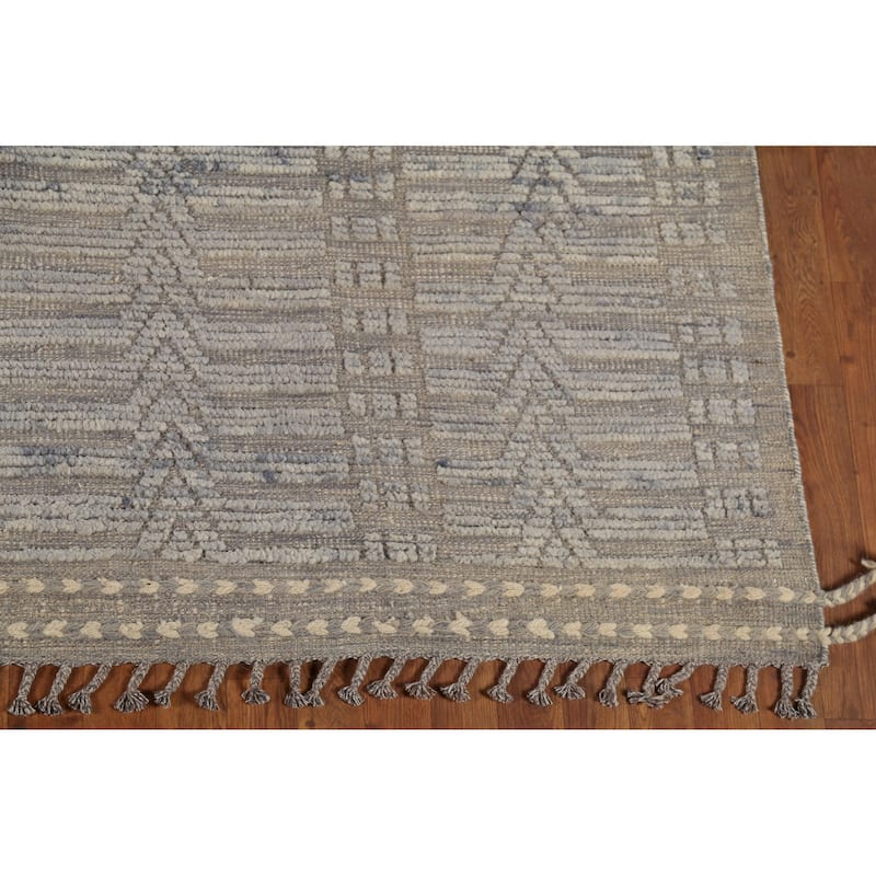 Grey Modern / Moroccan Area Rug Handmade Wool Carpet - 8'8"x 12'5"