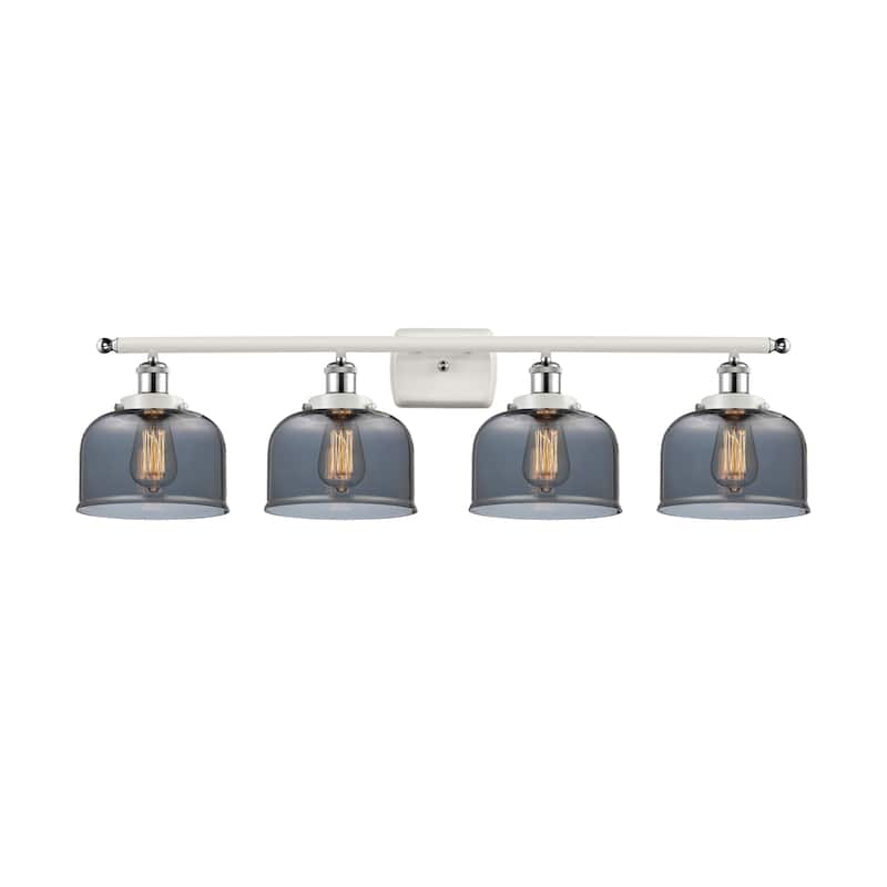 Innovations Lighting 916-4W-11-38 Bell Vanity Bell 4 Light 38" Wide - White and Polished Chrome / Plated Smoke