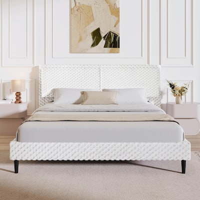 Simple Modern White Plush Soft Bed - Comfortable Backrest for Bedroom