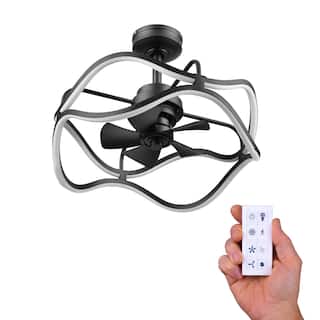 21" Honeywell Ormiston Matte Black Ceiling Fan Fandelier, Integrated LED with Color Changing Technology - 22 inches