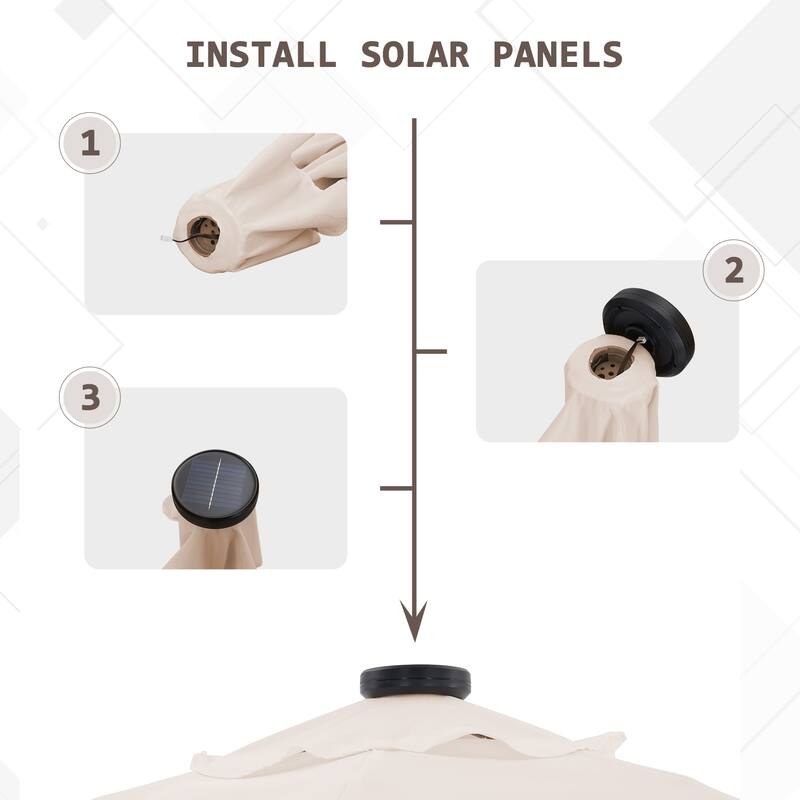 Autlaycil 7.5 ft Patio Umbrella with Tassel, 18 LED Lights Solar Umbrella