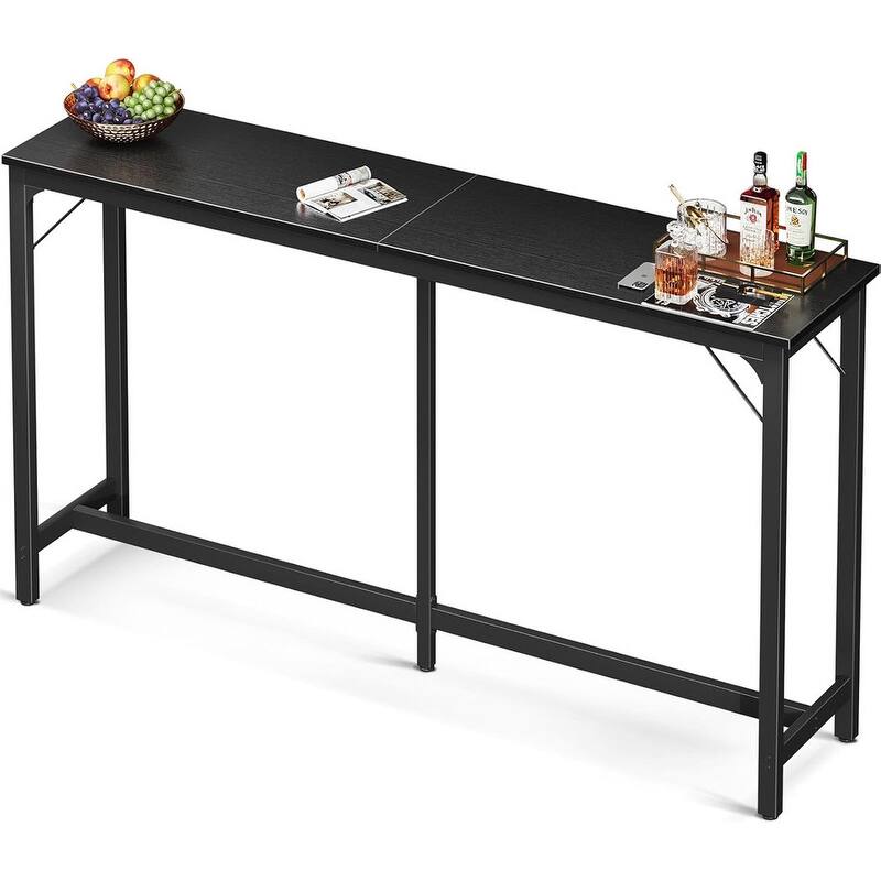 71 Inch Bar Table, Bar Height Pub Table with Sturdy Legs - Black