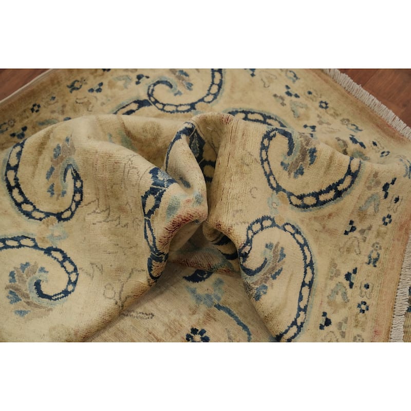 Hand Knotted Oriental 100% Wool Carpet Floral Beige & Ivories N/A Area Rug - 11' 5'' X 9' 1''