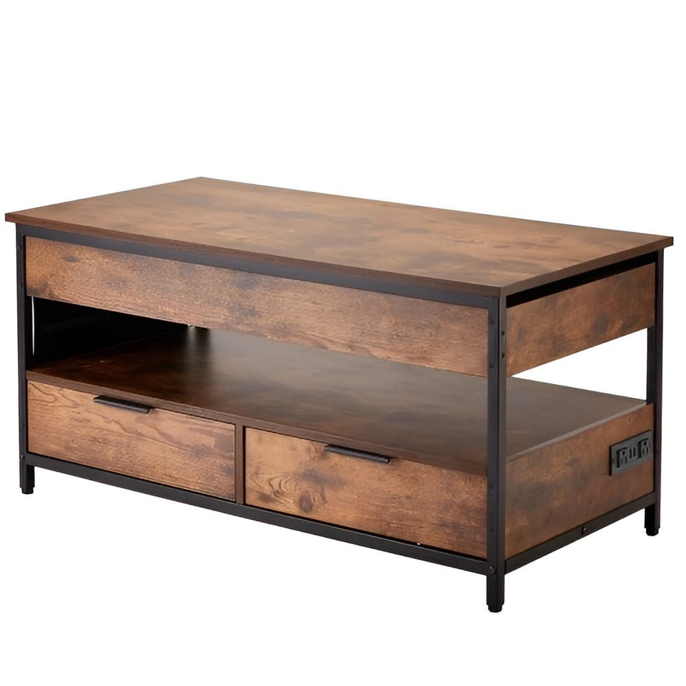 Lift Top Coffee Table with Storage, USB Ports & LED for Living Room - 39.37 x 19.61 x 18.90 in