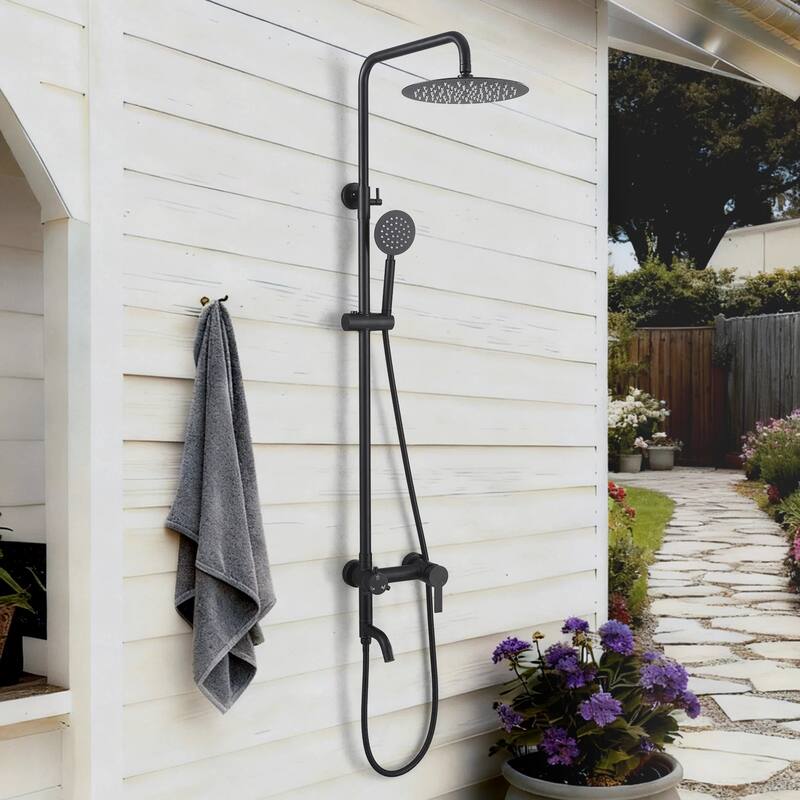 47"H 3-Function 304 Stainless Steel Wall-Mounted Outdoor Shower System
