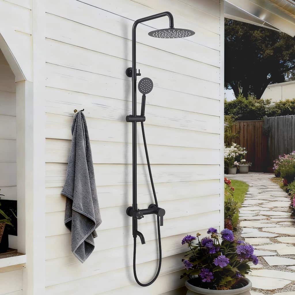 47"H 3-Function 304 Stainless Steel Wall-Mounted Outdoor Shower System