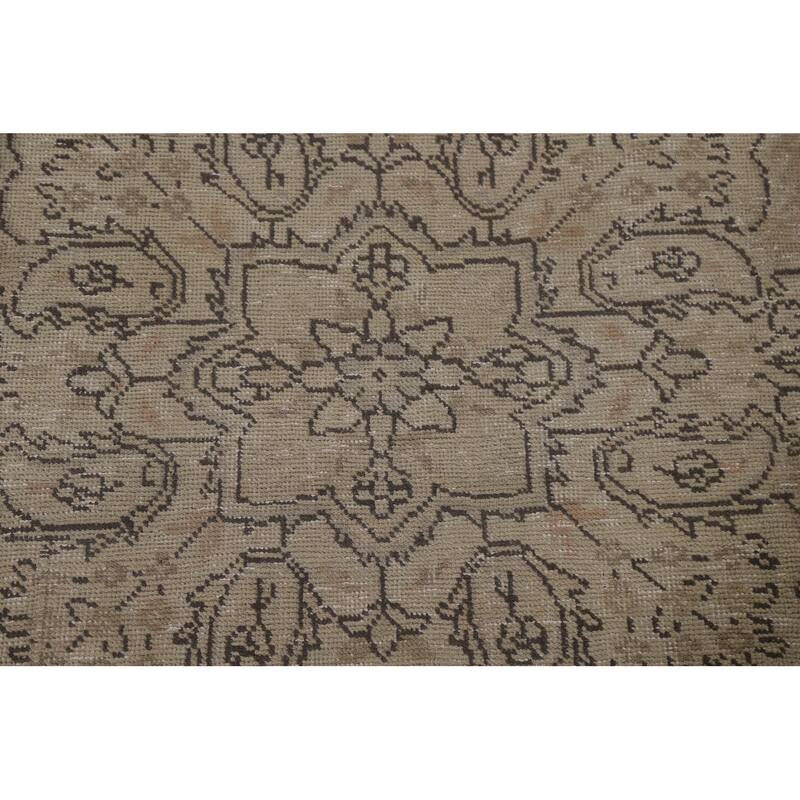 Hand Knotted Oriental 100% Wool Carpet Traditional Floral Beige & Ivories Tabriz Area Rug - 12' 9'' X 9' 10''