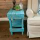 Del Hutson Designs Rustic Reclaimed Barnwood End Table - Turquosie