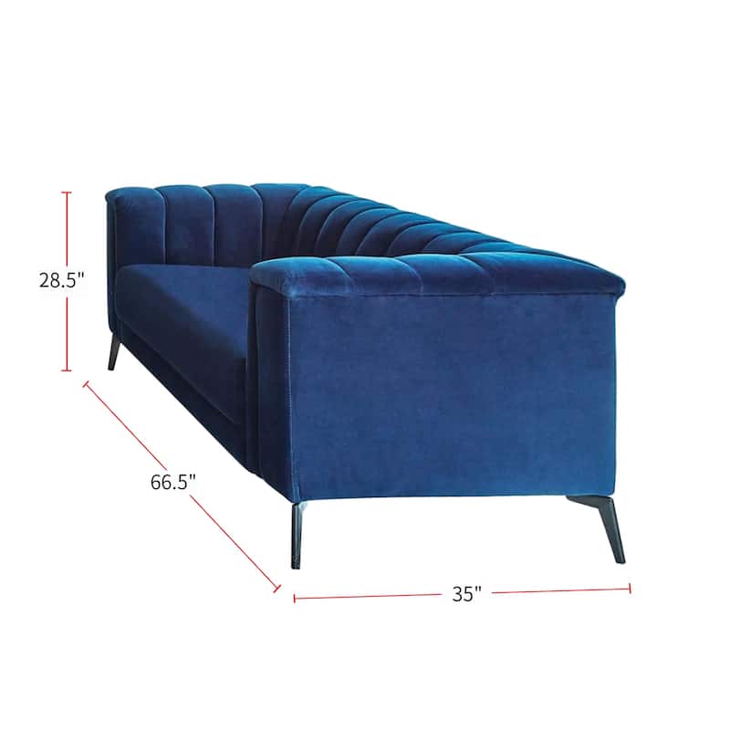 Matte Velvet Tuxedo Arm Loveseat, Blue