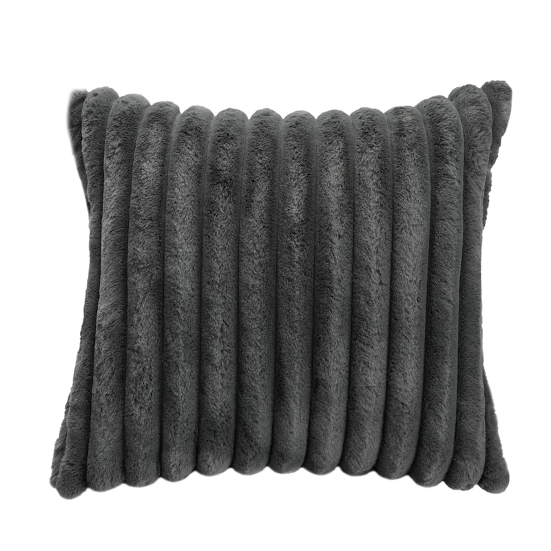 Modern Stripe Faux Fur Square Throw Pillows (Set of 2)