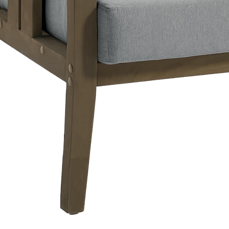 Casual Teak Wood Outdoor Patio Loveseat with Cushions