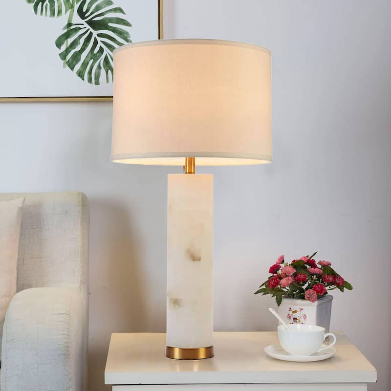 30" Alabaster White Farmhouse Table Lamp