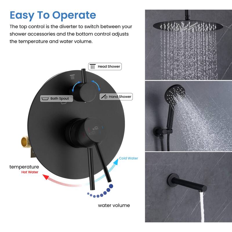 Pressure Balanced Ceiling Mounted 3-Function Shower System with Rough In Valve