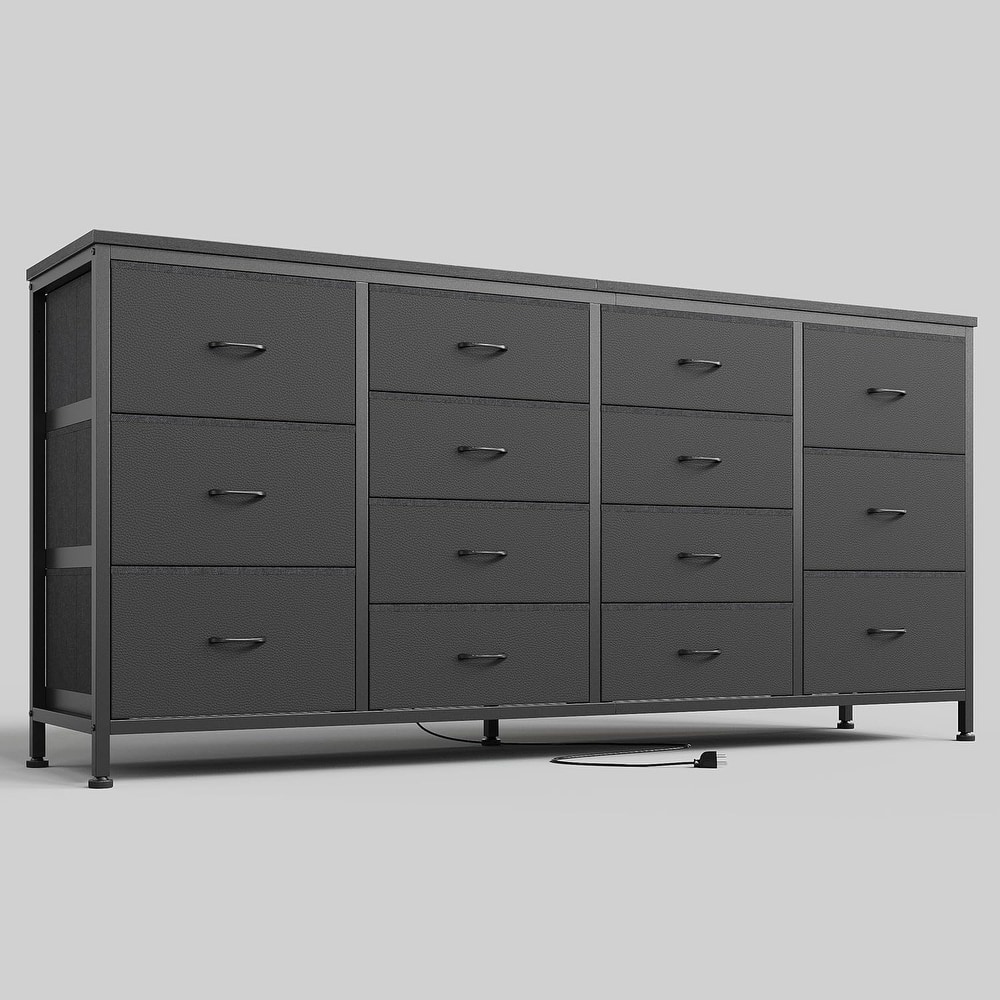 14 Drawer Dresser, 63 Inch White Dresser TV Stand