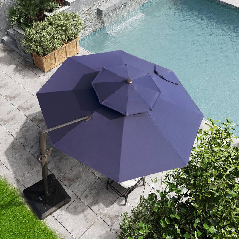 Crestlive Outdoor Luxury 11.5 Ft Patio Cantilever Umbrella with Tilting & Rotating Shading Area