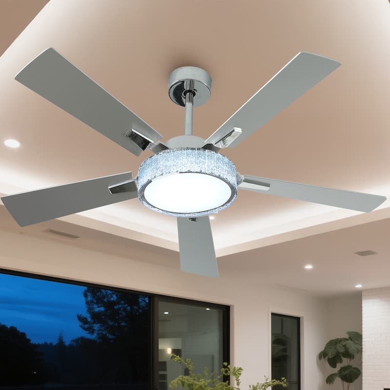 Moasis 52 Inch Crystal Ceiling Fans with Lights and Remote Control - 52 Inches