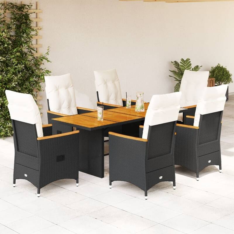 vidaXL Garden Dining Set Black - 23.2 x 22.0 x 36.2 in - Black-1