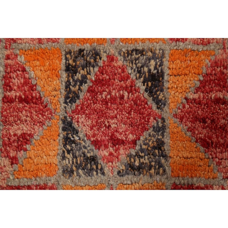 Geometric Oriental Moroccan Wool Runner Rug Handmade Staircase Carpet - 2'5" x 12'7"