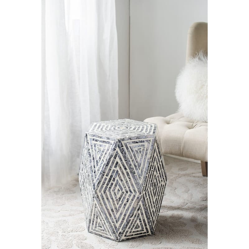 GDFStudio - Olivia Modern Cylindrical Garden Capiz Stool & Accent Side Table