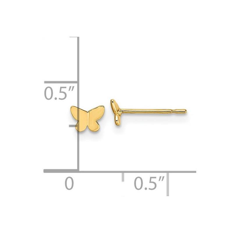 Curata 14k Yellow Gold Girls Polished Butterfly Angel Wings Post Earrings 3.38x4.9mm
