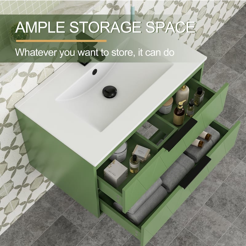 Wall Mount Vanity with Ceramic Sink SMC Sink Soft-Close
