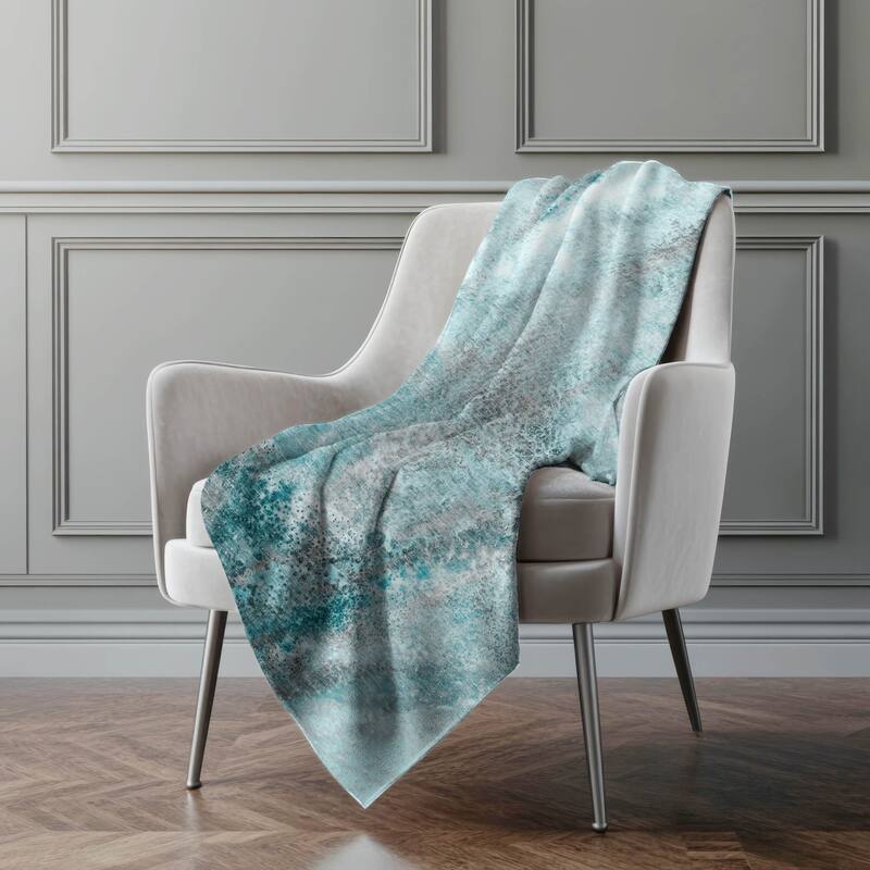 Premium Machine Washable Contemporary Glam Sherpa Throw Blanket - Teal - 4'2" x 5'10"