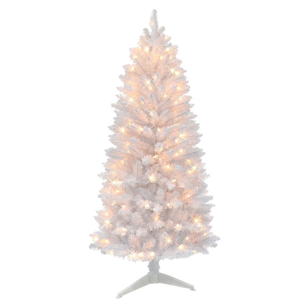 Puleo International 5 ft. Pre-Lit White Carson Artificial Pine Tree