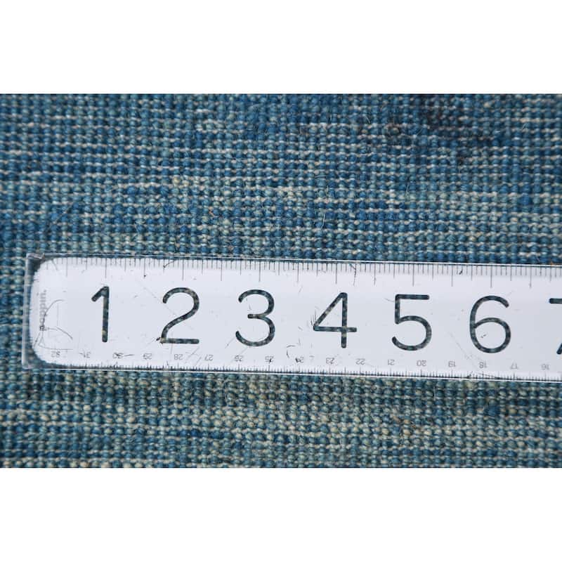 Striped Blue Modern Gabbeh Oriental Rug Hand-Knotted Wool Carpet - 3'2" x 4'9"
