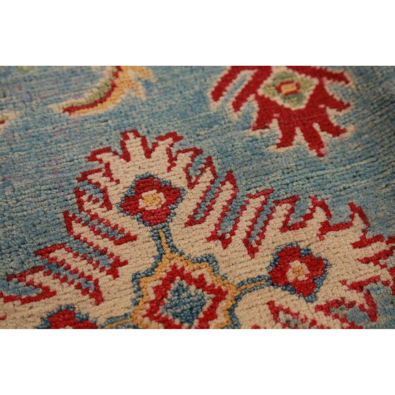 Hand Knotted Oriental 100% Wool Carpet Traditional Geometric Navy Blue & Blues Kazak Area Rug - 16' 3'' X 9' 10''