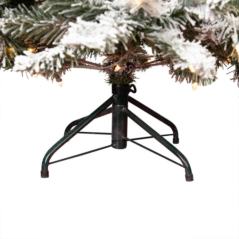 4.5' Medium Flocked Winema Pine Artificial Christmas Tree Clear Lights - 4.5 Foot