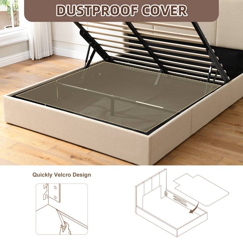 Modern Minimalist Upholstered Storage Bed with Lift-Up Platform