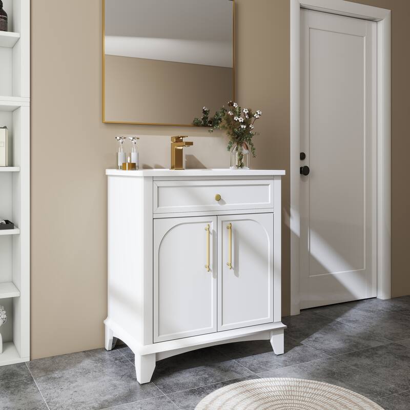 28" Freestanding Bathroom Vanity Cabinet with Sink