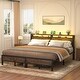 preview thumbnail 45 of 94, Farmhouse Wood Platform Bed Frame with Charged Station and LED Lights
