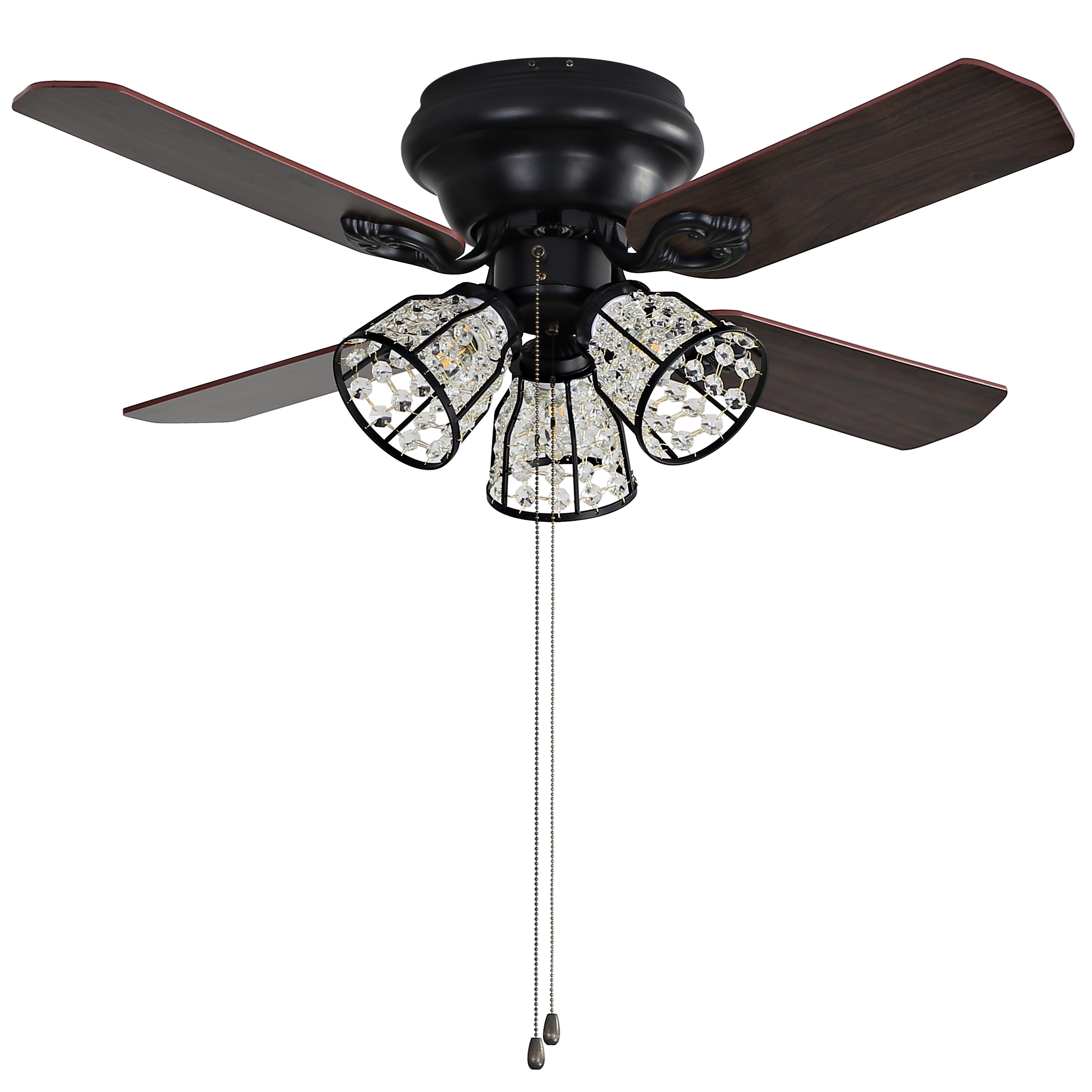 SAFAVIEH Lighting Alcea Dark Walnut With Black Light, 14-Inch