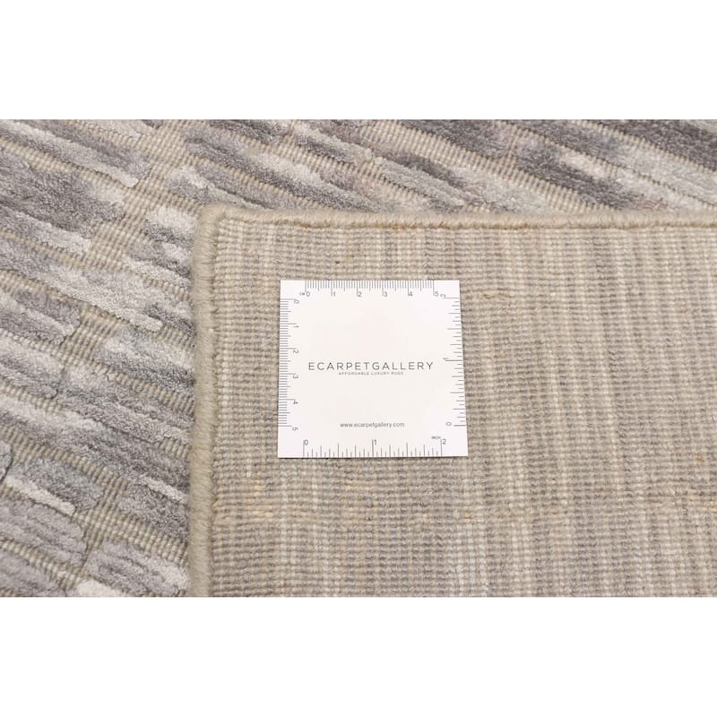 ECARPETGALLERY Hand Loomed Elysian Grey Viscose, Wool Rug - 4'10 x 7'8