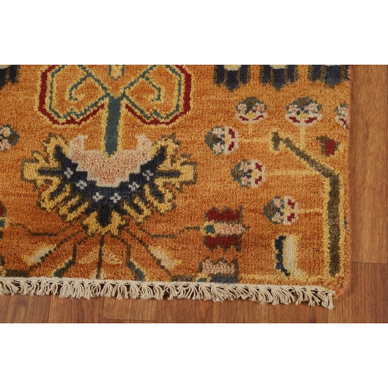 Orange & Rust Kazak Indian Runner Rug Handmade Wool Carpet - 2'6"x 12'0"