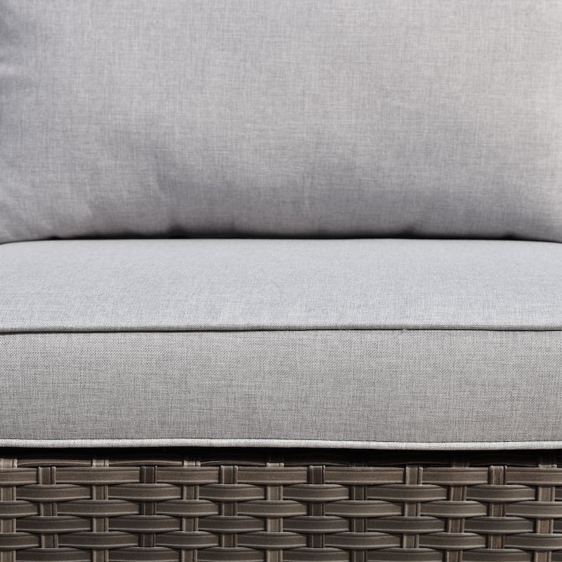 OVIOS 10-Piece Low-profile Swivel Chair Wicker Outdoor Patio Furniture Set