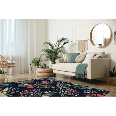 Trinity Pineapple Navy/Multi - 5' x 7'