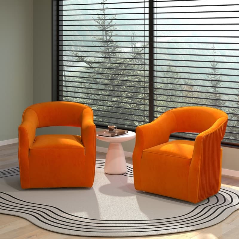 Modern Glam Velvet 360 Degree Swivel Open-Back Accent Armchair Set of 2