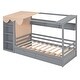 preview thumbnail 6 of 11, Twin Size House Bed with Two Drawers, Built-in Wardrobe, and Storage Shelves, Gray