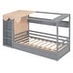 preview thumbnail 24 of 25, Wooden Twin Size Semi-enclosed House Daybed Frame with Built-in wardrobe(with Curtain), Side Compartments, Drawers and Shelves