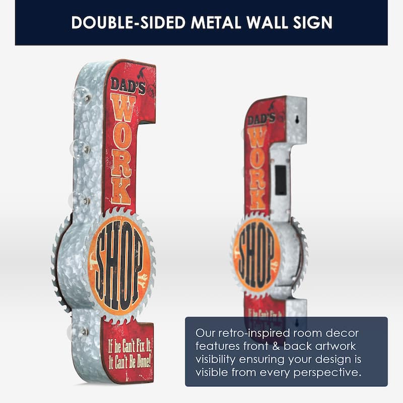 Metal LED Dad's Workshop Marquee Wall Sign - 25" x 7.5" x 3"