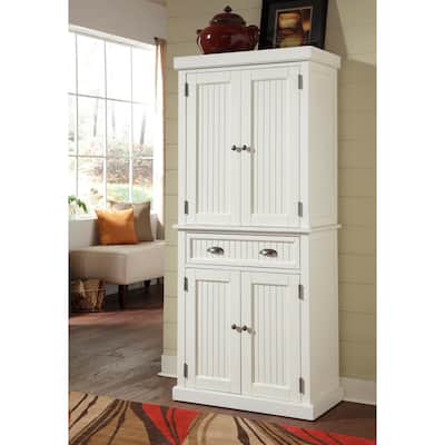 Homestyles Nantucket Sanded Off-White Pantry with Four Doors - N/A